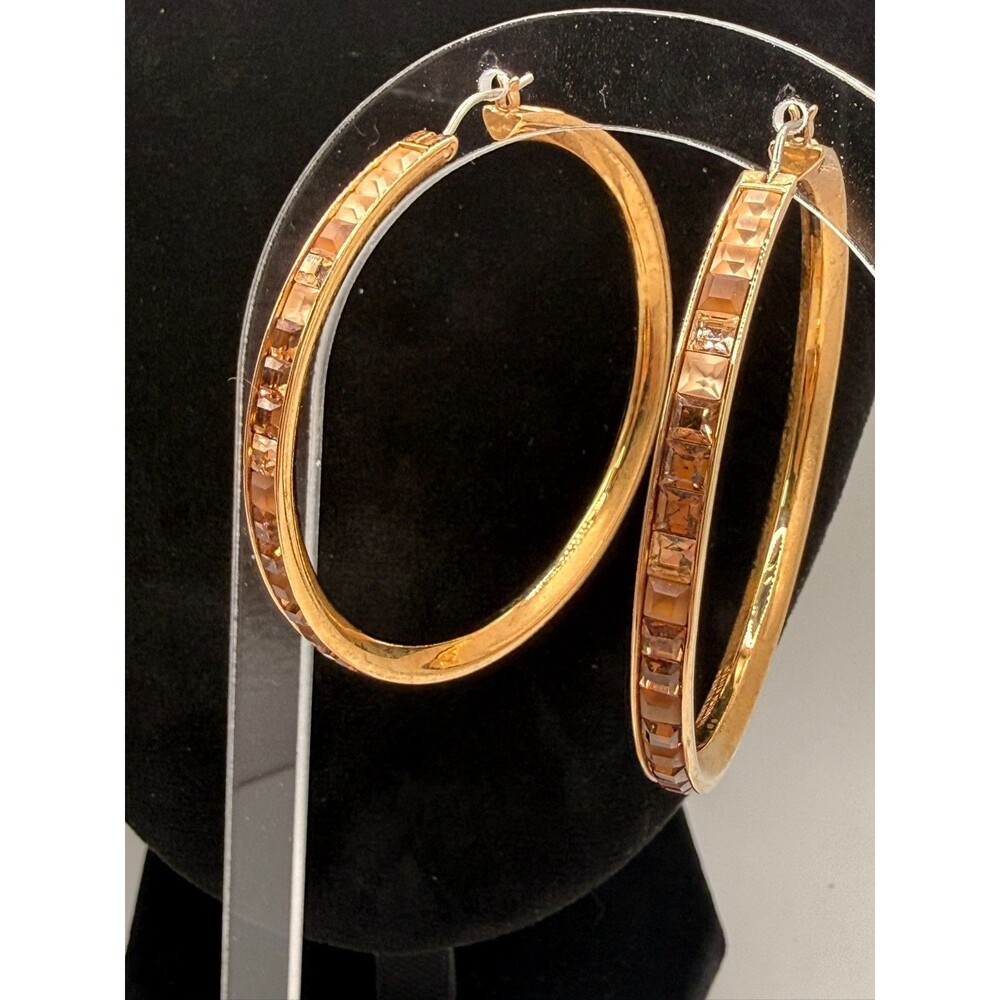 Atelier Swarovski Viktor & Rolf Frozen Rose Gold Crystal Hoop Earrings Rare